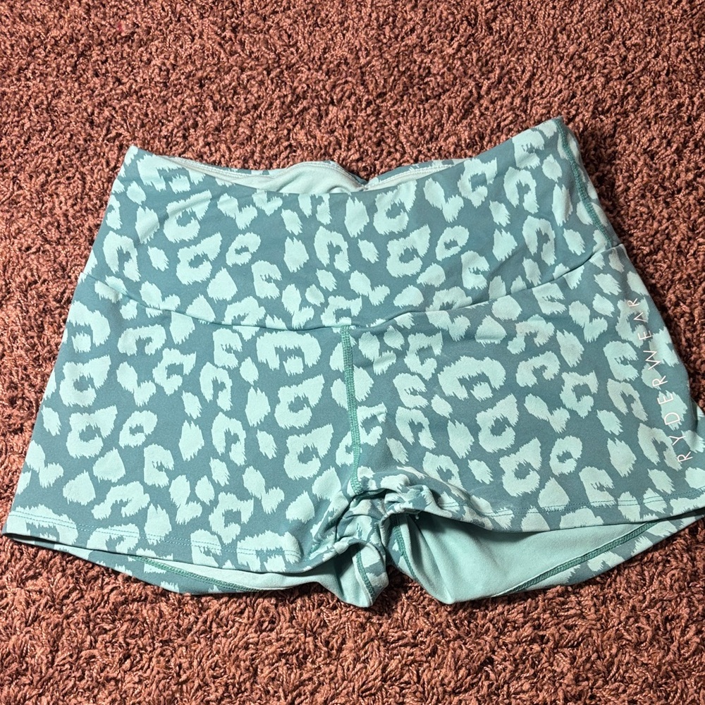 Ryderwear Teal and White Leopard Shorts
